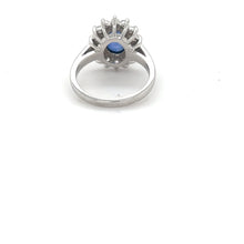 Load image into Gallery viewer, 14K White Gold Sapphire & Diamond Halo Ring