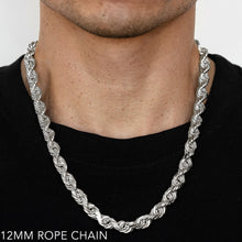 Load image into Gallery viewer, 10K 12MM WHITE GOLD SOLID DC ROPE 24" CHAIN NECKLACE (AVAILABLE IN LENGTHS 7" - 30")