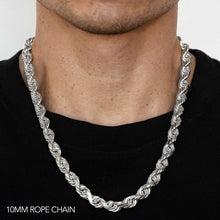 Load image into Gallery viewer, 10K 10MM WHITE GOLD SOLID DC ROPE 24" CHAIN NECKLACE (AVAILABLE IN LENGTHS 7" - 30")
