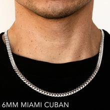 Load image into Gallery viewer, 14K 6MM WHITE GOLD SOLID MIAMI CUBAN 24" CHAIN NECKLACE (AVAILABLE IN LENGTHS 7" - 30")