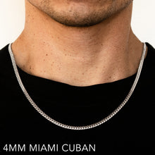 Load image into Gallery viewer, 14K 4MM WHITE GOLD SOLID MIAMI CUBAN 24" CHAIN NECKLACE (AVAILABLE IN LENGTHS 7" - 30")