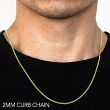 Load image into Gallery viewer, 10K 2MM YELLOW GOLD SOLID CURB 24" CHAIN NECKLACE (AVAILABLE IN LENGTHS 7" - 30")