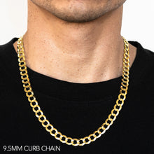 Load image into Gallery viewer, 10K 9.5MM YELLOW GOLD SOLID CURB 24" CHAIN NECKLACE (AVAILABLE IN LENGTHS 7" - 30")