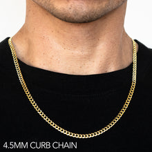 Load image into Gallery viewer, 10K 4.5MM YELLOW GOLD SOLID CURB 24" CHAIN NECKLACE (AVAILABLE IN LENGTHS 7" - 30")