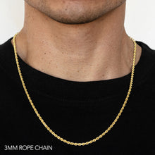 Load image into Gallery viewer, 18K 3MM YELLOW GOLD SOLID DC ROPE 24" CHAIN NECKLACE (AVAILABLE IN LENGTHS 7" - 30")