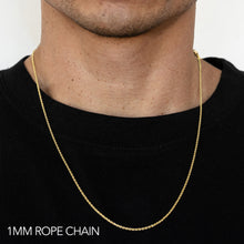 Load image into Gallery viewer, 18K 1MM YELLOW GOLD SOLID DC ROPE 24" CHAIN NECKLACE (AVAILABLE IN LENGTHS 7" - 30")