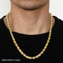 Load image into Gallery viewer, 18K 8MM YELLOW GOLD SOLID DC ROPE 24" CHAIN NECKLACE (AVAILABLE IN LENGTHS 7" - 30")