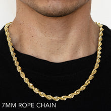 Load image into Gallery viewer, 10K 7MM YELLOW GOLD SOLID DC ROPE 24" CHAIN NECKLACE (AVAILABLE IN LENGTHS 7" - 30")