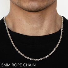 Load image into Gallery viewer, 10K 5MM WHITE GOLD SOLID DC ROPE 24" CHAIN NECKLACE (AVAILABLE IN LENGTHS 7" - 30")