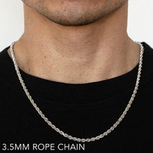 Load image into Gallery viewer, 14K 3.5MM WHITE GOLD SOLID DC ROPE 24" CHAIN NECKLACE (AVAILABLE IN LENGTHS 7" - 30")