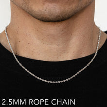 Load image into Gallery viewer, 10K 2.5MM WHITE GOLD SOLID DC ROPE 24" CHAIN NECKLACE (AVAILABLE IN LENGTHS 7" - 30")