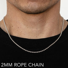 Load image into Gallery viewer, 10K 2MM WHITE GOLD SOLID DC ROPE 24" CHAIN NECKLACE (AVAILABLE IN LENGTHS 7" - 30")