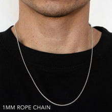 Load image into Gallery viewer, 14K 1MM WHITE GOLD SOLID DC ROPE 24" CHAIN NECKLACE (AVAILABLE IN LENGTHS 7" - 30")