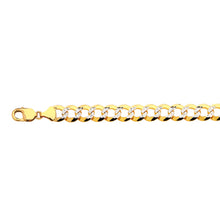 Load image into Gallery viewer, 10K 12MM YELLOW GOLD SOLID PAVE CURB 24" CHAIN NECKLACE (AVAILABLE IN LENGTHS 7" - 30")