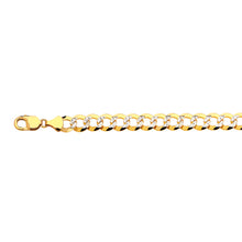 Load image into Gallery viewer, 10K 11MM YELLOW GOLD SOLID PAVE CURB 24" CHAIN NECKLACE (AVAILABLE IN LENGTHS 7" - 30")