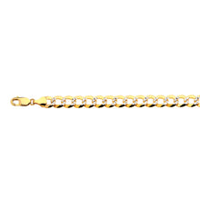 Load image into Gallery viewer, 10K 9.5MM YELLOW GOLD SOLID PAVE CURB 24" CHAIN NECKLACE (AVAILABLE IN LENGTHS 7" - 30")