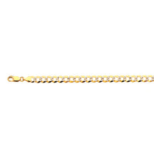 Load image into Gallery viewer, 10K 7MM YELLOW GOLD SOLID PAVE CURB 24" CHAIN NECKLACE (AVAILABLE IN LENGTHS 7" - 30")