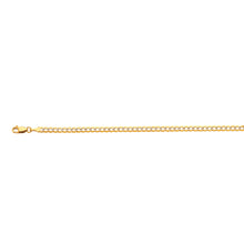 Load image into Gallery viewer, 14K 3.5MM YELLOW GOLD SOLID PAVE CURB 24" CHAIN NECKLACE (AVAILABLE IN LENGTHS 7" - 30")