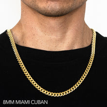 Load image into Gallery viewer, 18K 8MM YELLOW GOLD SOLID MIAMI CUBAN 24" CHAIN NECKLACE (AVAILABLE IN LENGTHS 7" - 30")