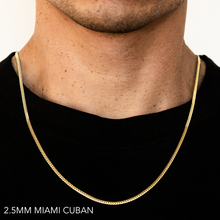 Load image into Gallery viewer, 18K 2.5MM YELLOW GOLD SOLID MIAMI CUBAN 24" CHAIN NECKLACE (AVAILABLE IN LENGTHS 7" - 30")