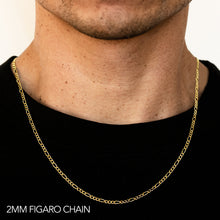 Load image into Gallery viewer, 10K 2MM YELLOW GOLD SOLID FIGARO 24" CHAIN NECKLACE (AVAILABLE IN LENGTHS 7" - 30")
