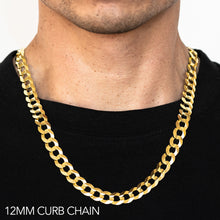Load image into Gallery viewer, 14K 12MM YELLOW GOLD SOLID CURB 24" CHAIN NECKLACE (AVAILABLE IN LENGTHS 7" - 30")