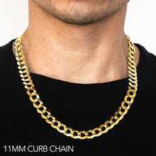 Load image into Gallery viewer, 14K 11MM YELLOW GOLD SOLID CURB 24" CHAIN NECKLACE (AVAILABLE IN LENGTHS 7" - 30")