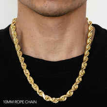 Load image into Gallery viewer, 10K 10MM YELLOW GOLD SOLID DC ROPE 24" CHAIN NECKLACE (AVAILABLE IN LENGTHS 7" - 30")