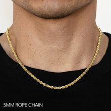 Load image into Gallery viewer, 14K 5MM YELLOW GOLD SOLID DC ROPE 24" CHAIN NECKLACE (AVAILABLE IN LENGTHS 7" - 30")