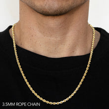 Load image into Gallery viewer, 14K 3.5MM YELLOW GOLD SOLID DC ROPE 24" CHAIN NECKLACE (AVAILABLE IN LENGTHS 7" - 30")