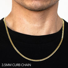Load image into Gallery viewer, 14K 3.5MM YELLOW GOLD SOLID CURB 24" CHAIN NECKLACE (AVAILABLE IN LENGTHS 7" - 30")