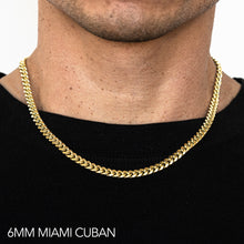 Load image into Gallery viewer, 14K 6MM YELLOW GOLD SOLID MIAMI CUBAN 24" CHAIN NECKLACE (AVAILABLE IN LENGTHS 7" - 30")