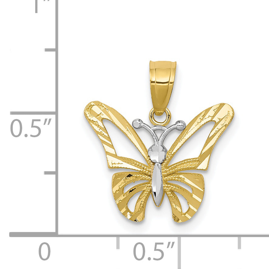 10K w/ Rhodium Butterfly Pendant