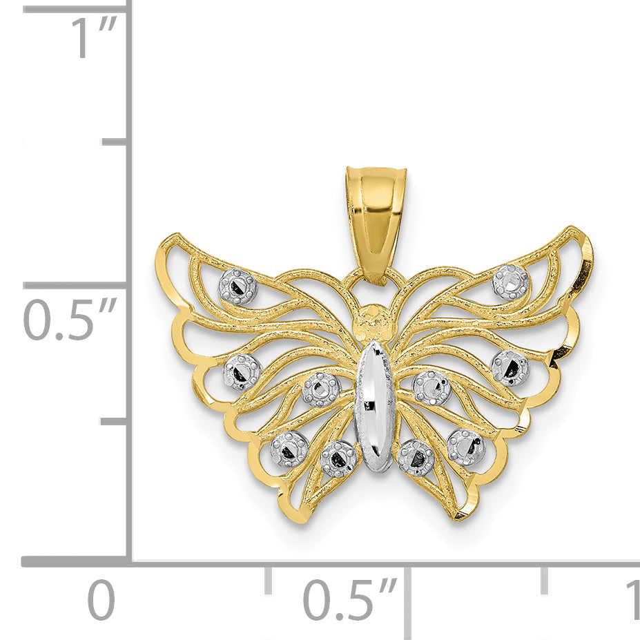 10K w/ Rhodium Butterfly Pendant