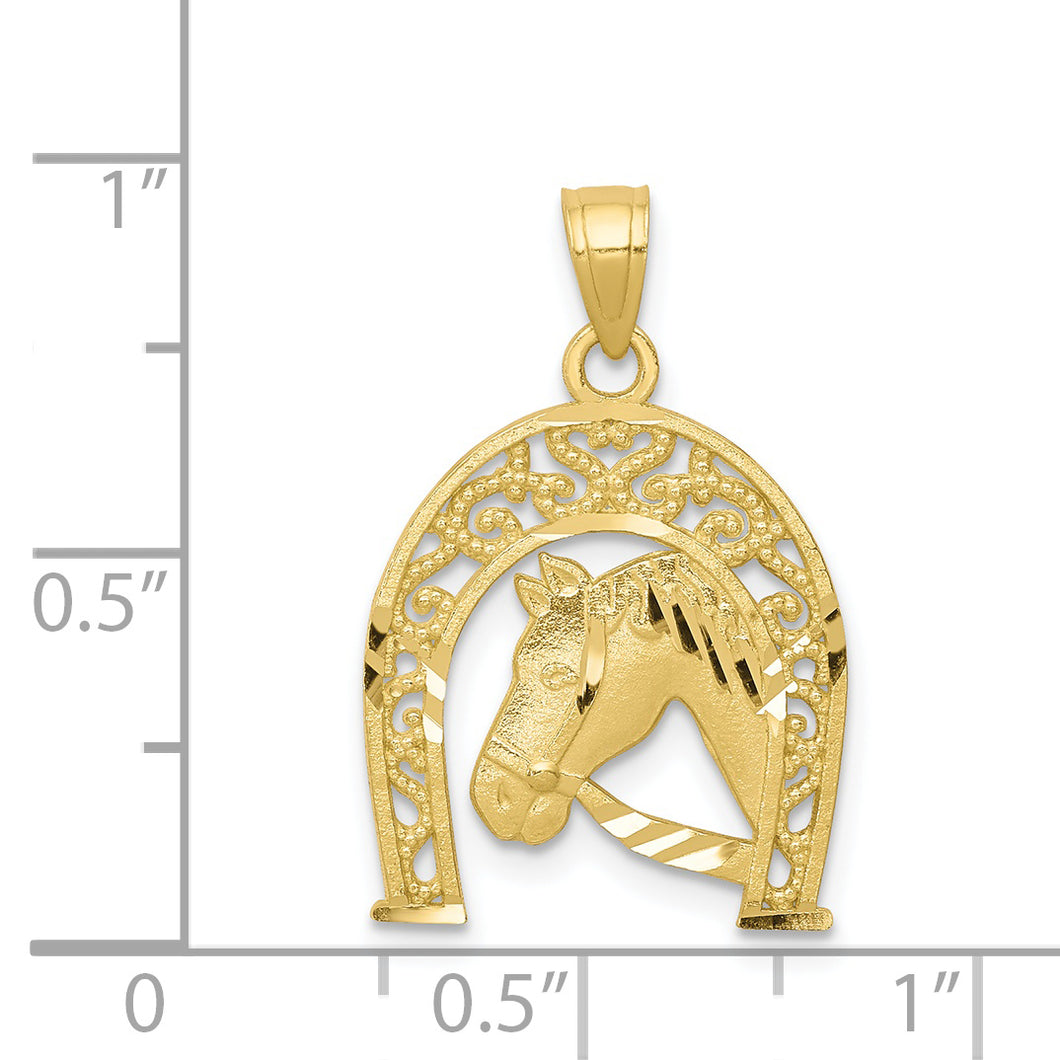 10K Horseshoe W/Horse Charm