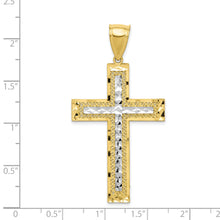 Load image into Gallery viewer, 10K w/ Rhodium Diamond-Cut Cross Pendant
