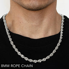 Load image into Gallery viewer, 10K 8MM WHITE GOLD SOLID DC ROPE 24&quot; CHAIN NECKLACE (AVAILABLE IN LENGTHS 7&quot; - 30&quot;)
