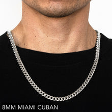 Load image into Gallery viewer, 10K 8MM WHITE GOLD SOLID MIAMI CUBAN 24&quot; CHAIN NECKLACE (AVAILABLE IN LENGTHS 7&quot; - 30&quot;)
