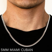 Load image into Gallery viewer, 10K 5MM WHITE GOLD SOLID MIAMI CUBAN 24&quot; CHAIN NECKLACE (AVAILABLE IN LENGTHS 7&quot; - 30&quot;)
