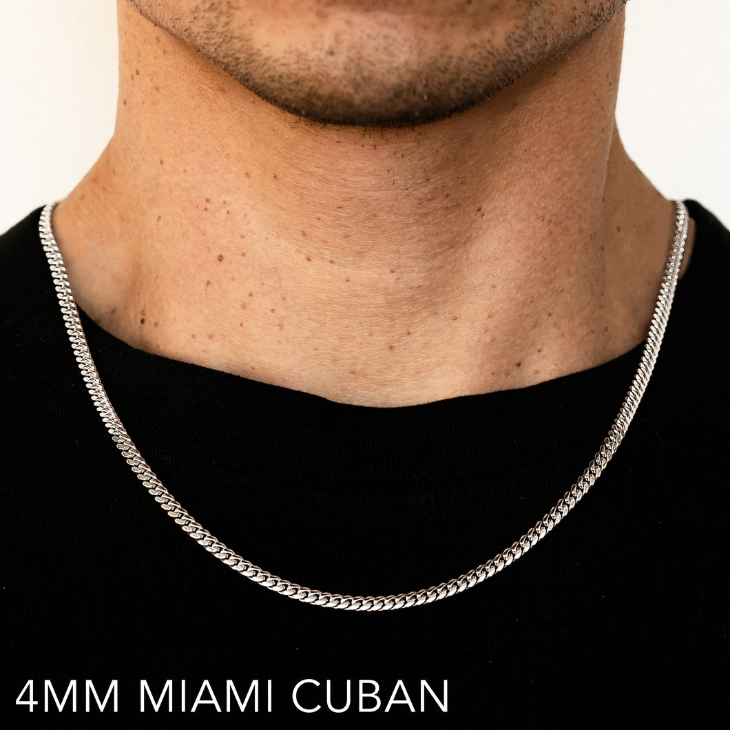 10K 4MM WHITE GOLD SOLID MIAMI CUBAN 24