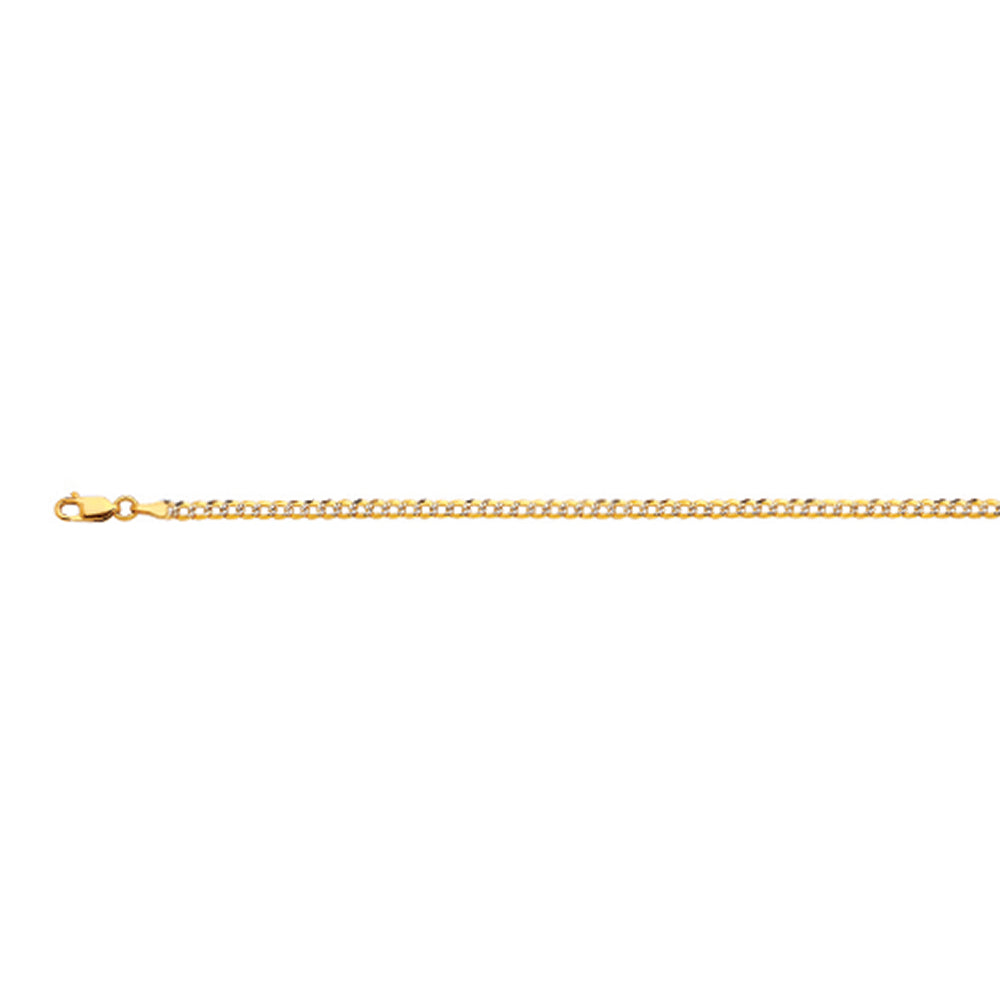 10K 2.5MM YELLOW GOLD SOLID PAVE CURB 20