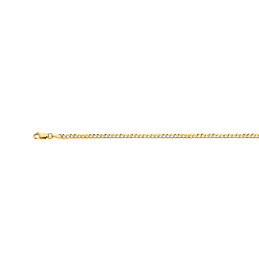 10K 2MM YELLOW GOLD SOLID PAVE CURB 20