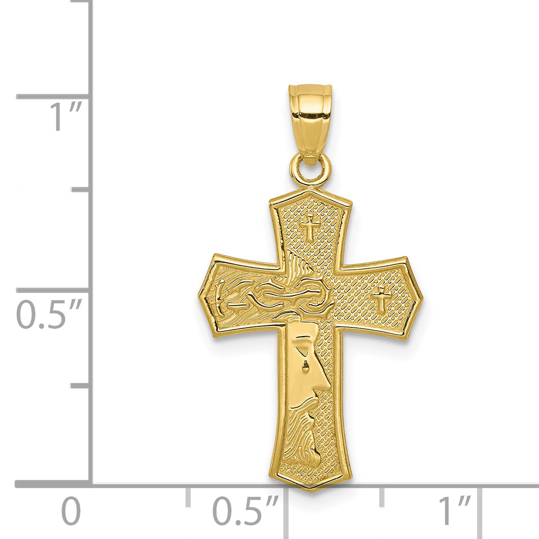 10K Passion Cross W/ JESUS Reversible Pendant