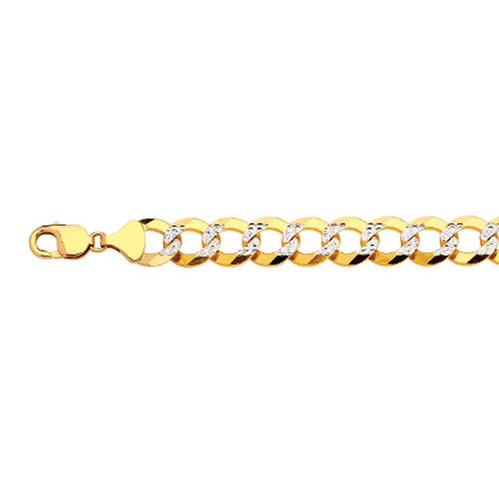 10K 15MM YELLOW GOLD SOLID PAVE CURB 30