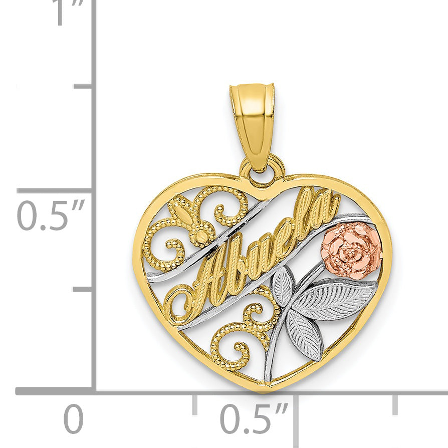 10K Two-Tone w/White Rhodium ABUELA Pendant