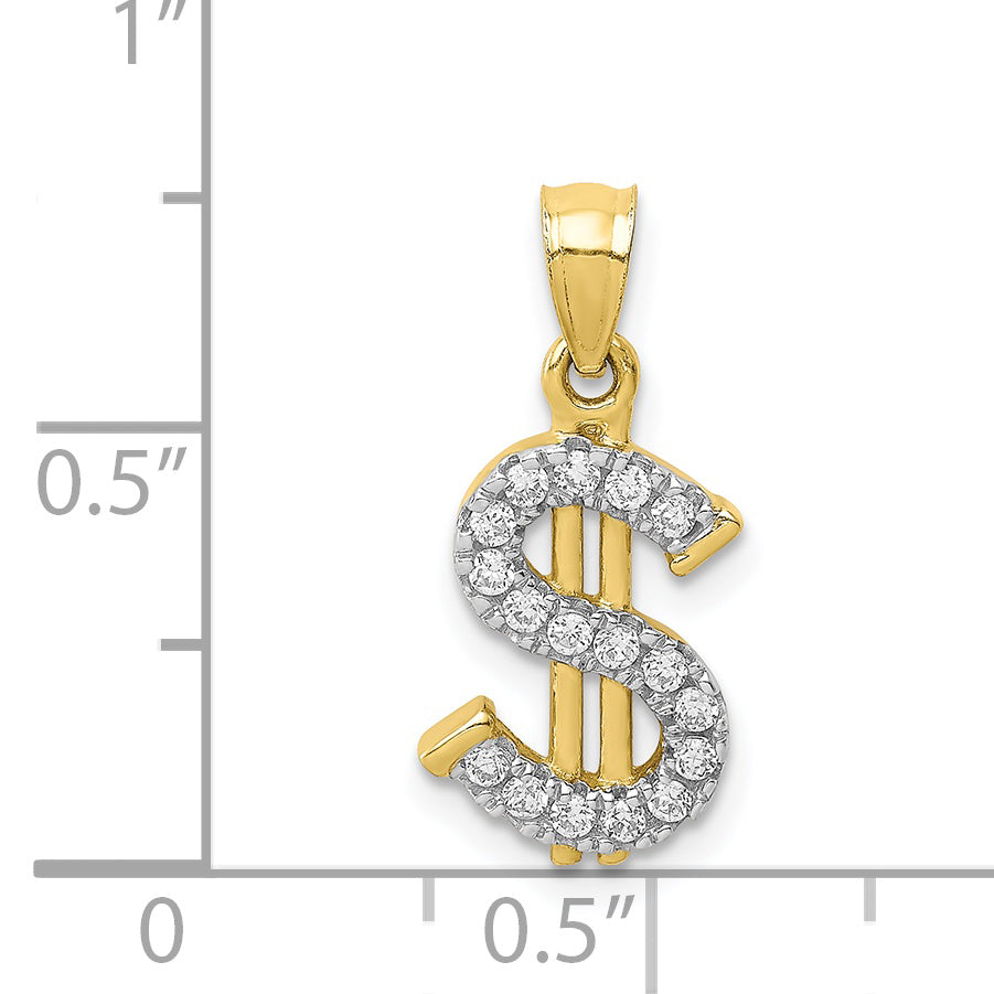 10K CZ Dollar Sign Pendant