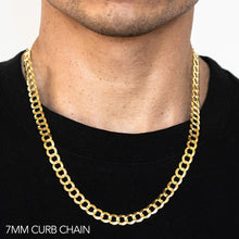 Load image into Gallery viewer, 10K 7MM YELLOW GOLD SOLID CURB 24&quot; CHAIN NECKLACE (AVAILABLE IN LENGTHS 7&quot; - 30&quot;)
