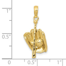 Load image into Gallery viewer, 10K Polished 3-D Glove/Bat/Ball Baseball Pendant
