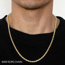 Load image into Gallery viewer, 18K 4MM YELLOW GOLD SOLID DC ROPE 24" CHAIN NECKLACE (AVAILABLE IN LENGTHS 7" - 30")
