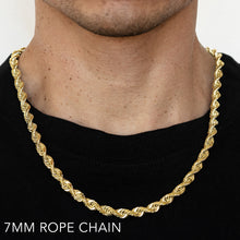Load image into Gallery viewer, 18K 7MM YELLOW GOLD SOLID DC ROPE 24" CHAIN NECKLACE (AVAILABLE IN LENGTHS 7" - 30")
